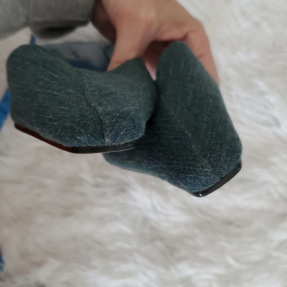 DENIM KITTEN HEEL MULES 6 - Picture 4 of 8